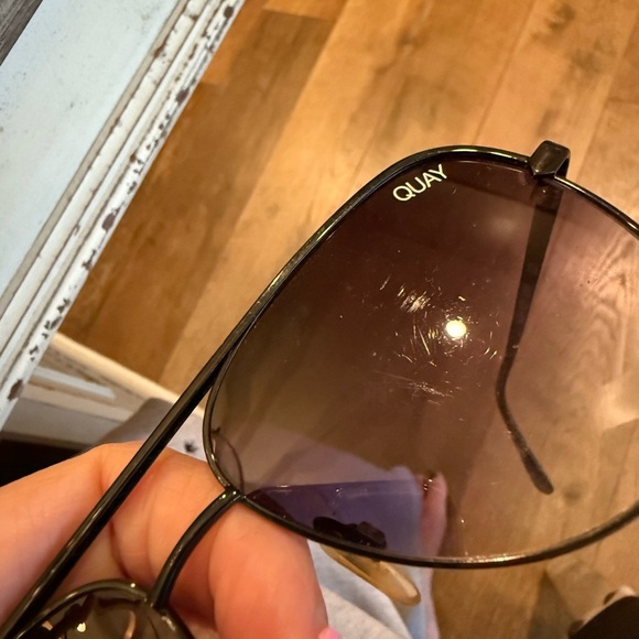 Quay x Desi High Key Mini in Black & Smoke Gradient Sunglasses - Picture 6 of 7